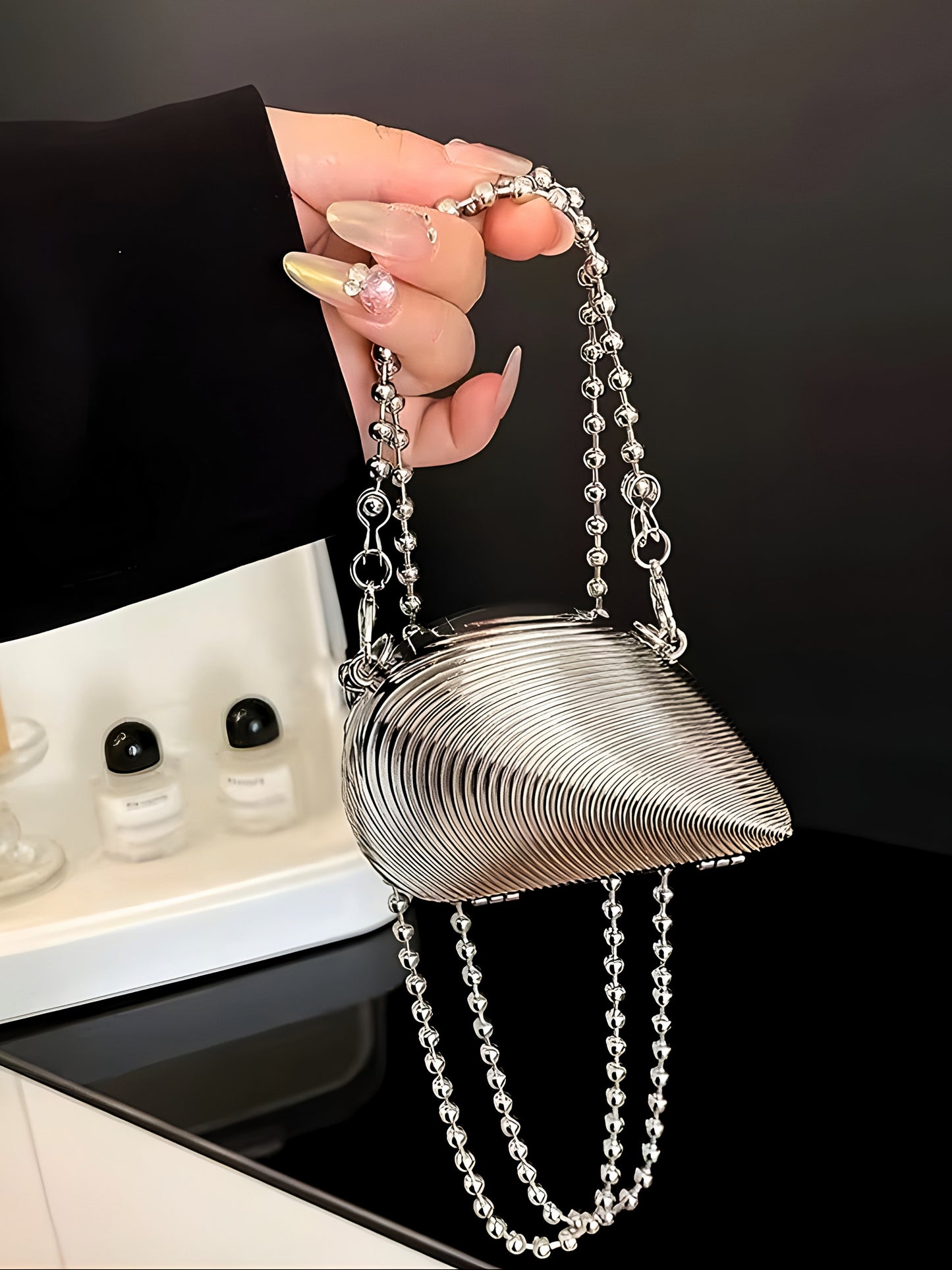 Micro Zyra Clutch in Silver