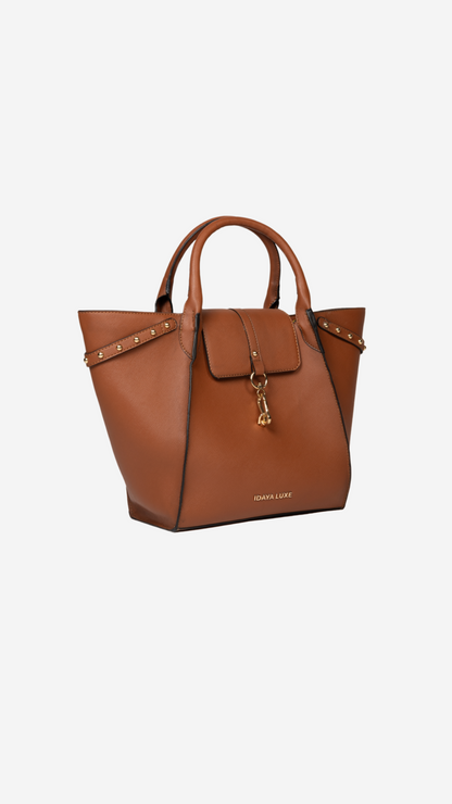 Jada Studded Bag in Brown - Idaya Luxe