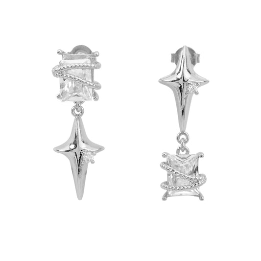Arka Drop Earrings in Silver - Idaya Luxe