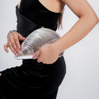 Zyra Clutch Bag in Silver - Idaya Luxe