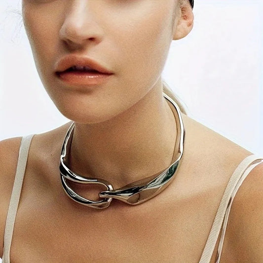 Zoro Statement Neckpiece in Silver - Idaya Luxe