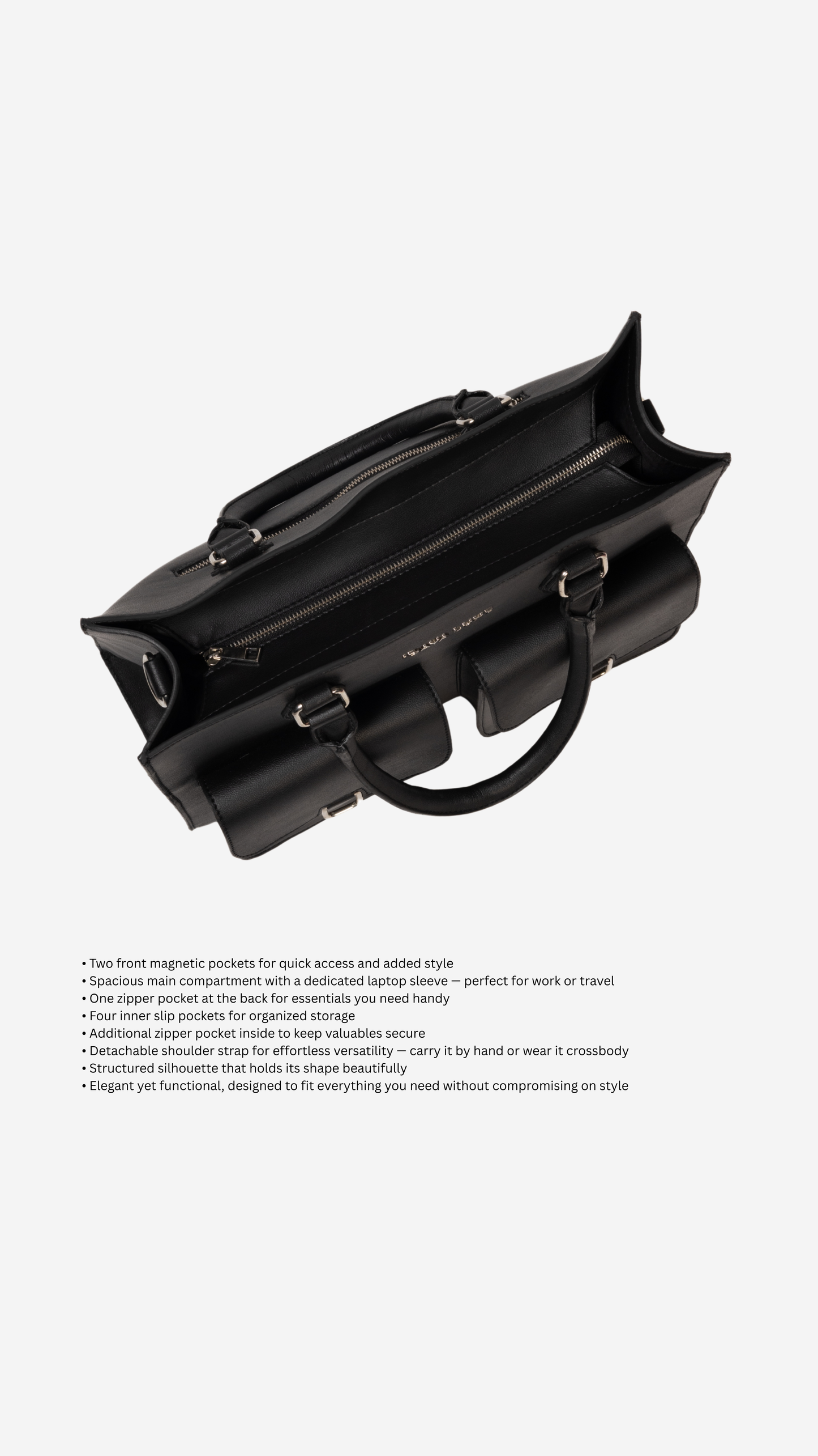 Juno Work Tote in Black - Idaya Luxe