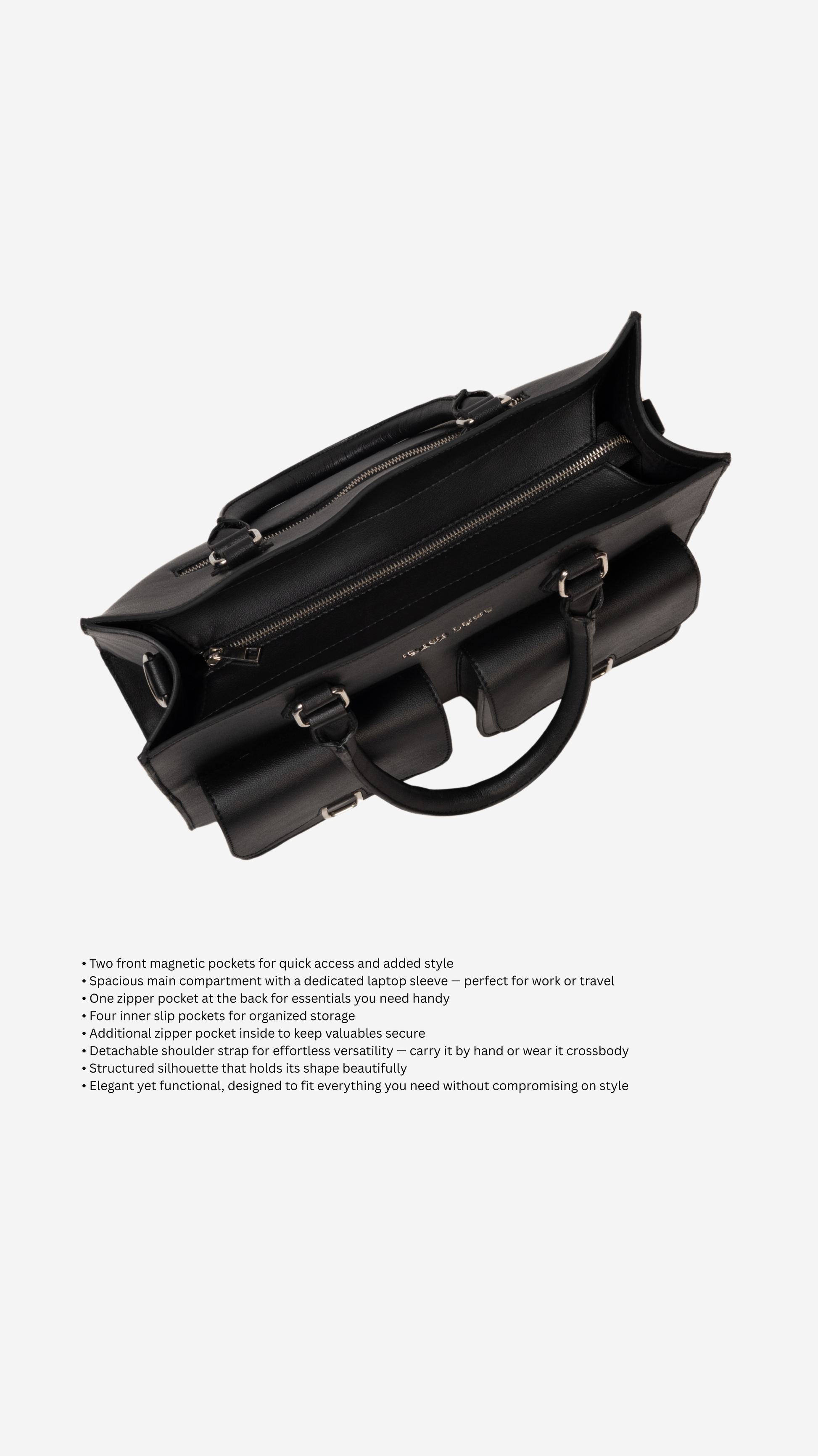 Juno Work Tote in Black - Idaya Luxe