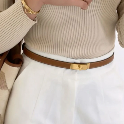 Zia Lock Belt in Brown - Idaya Luxe
