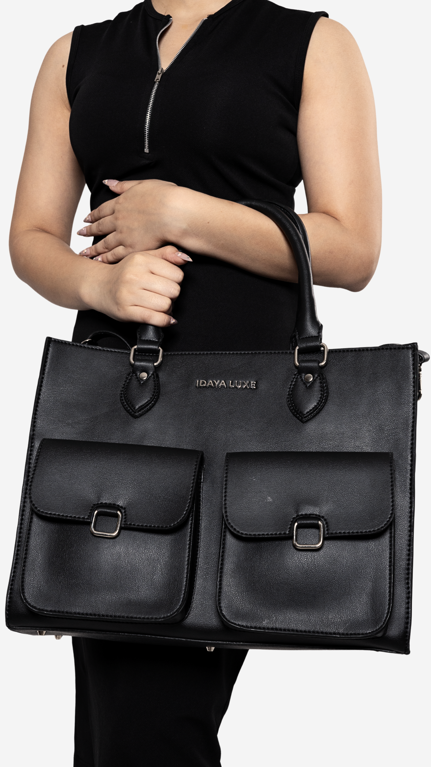 Juno Work Tote in Black - Idaya Luxe