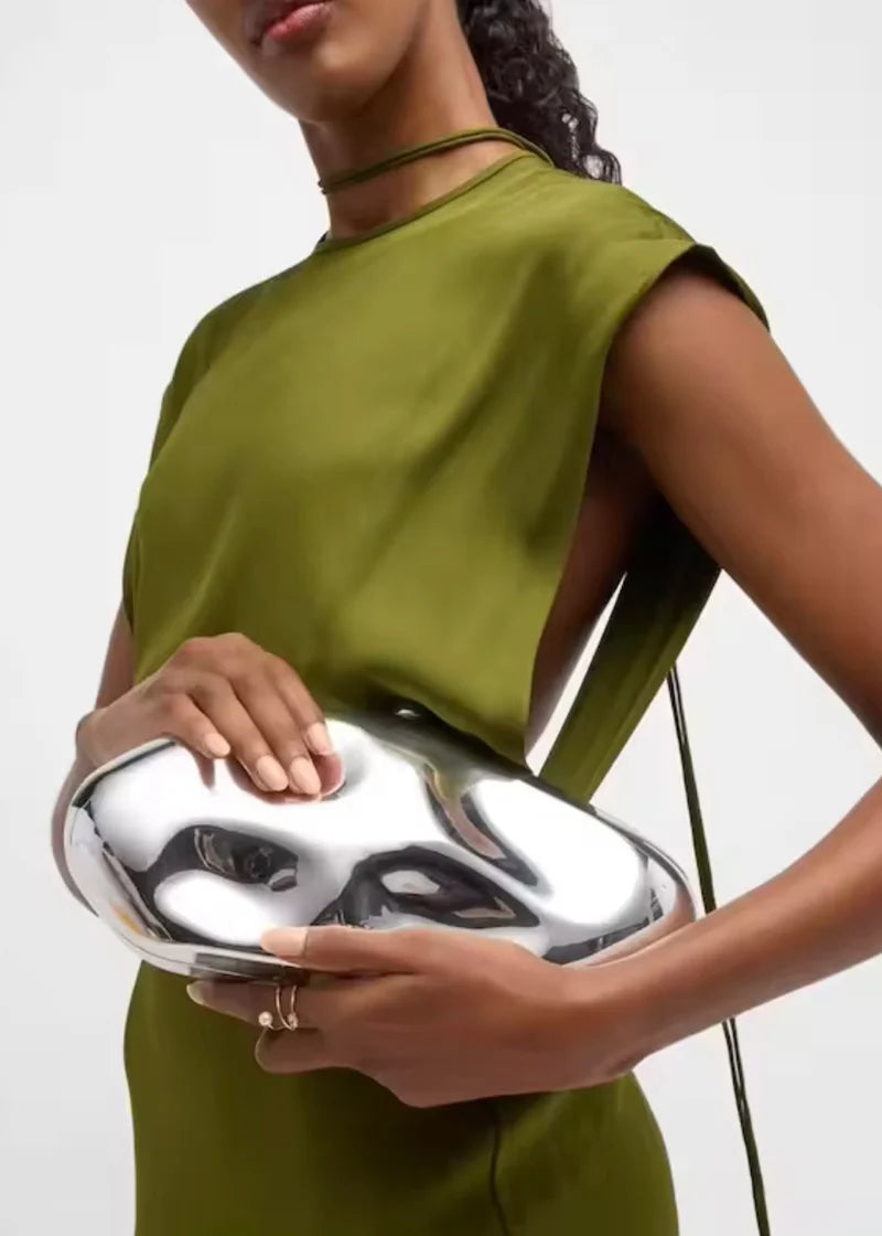 Oro Clutch Bag in Silver - Idaya Luxe