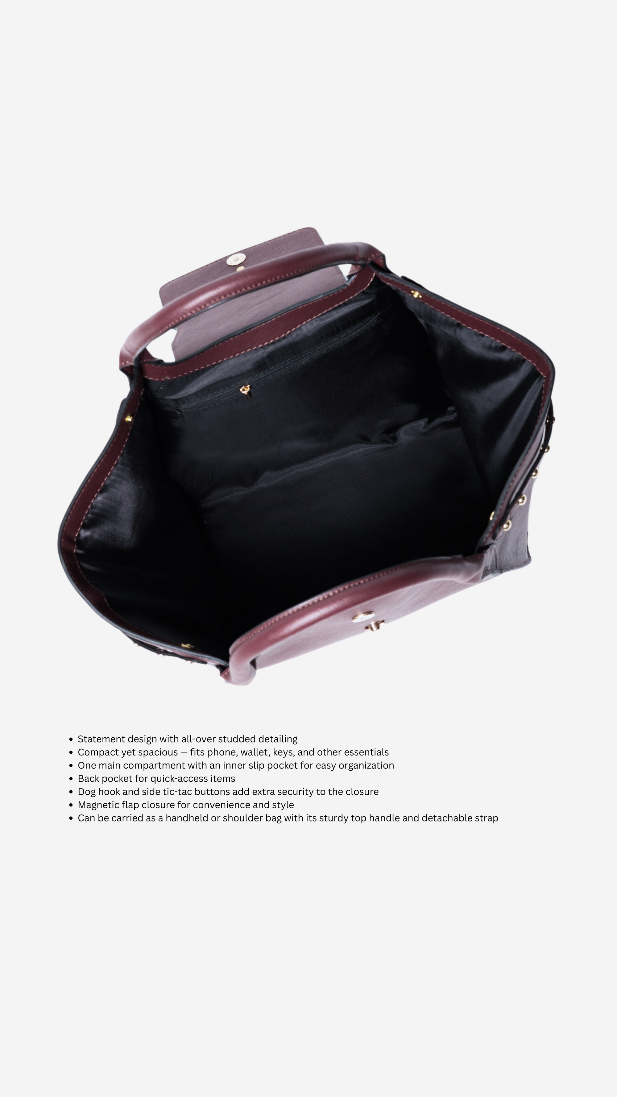 Jada Studded Bag in Cherry