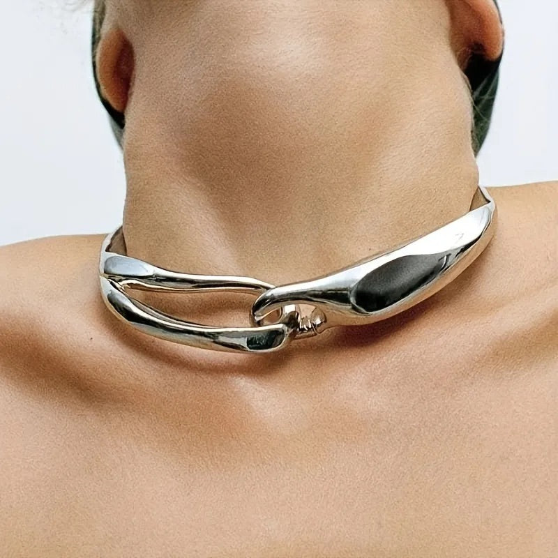 Zoro Statement Neckpiece in Silver - Idaya Luxe