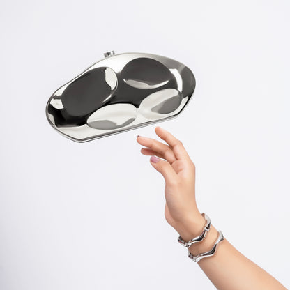 Oro Clutch Bag in Silver - Idaya Luxe