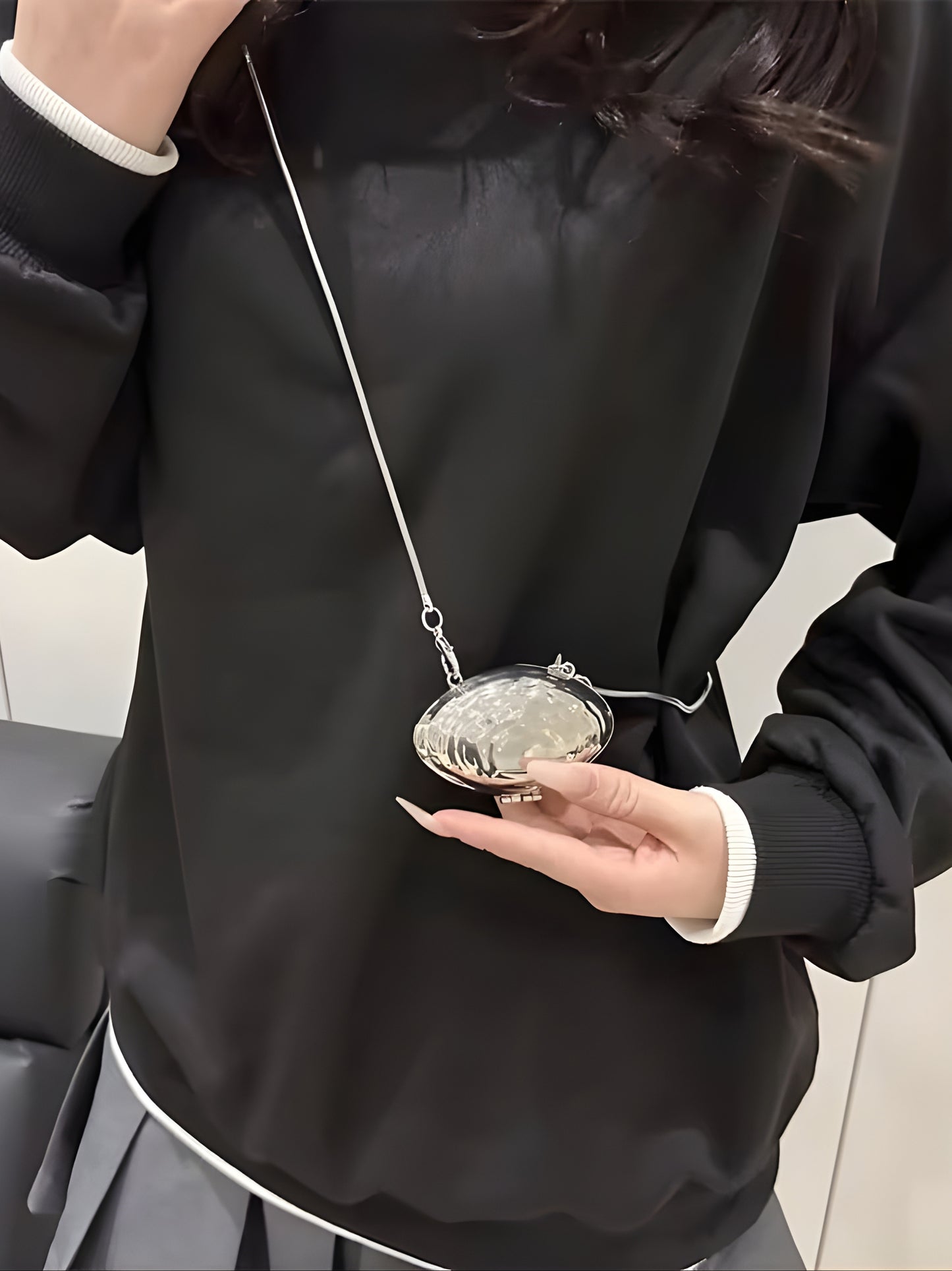 Micro Nysa Clutch in Silver