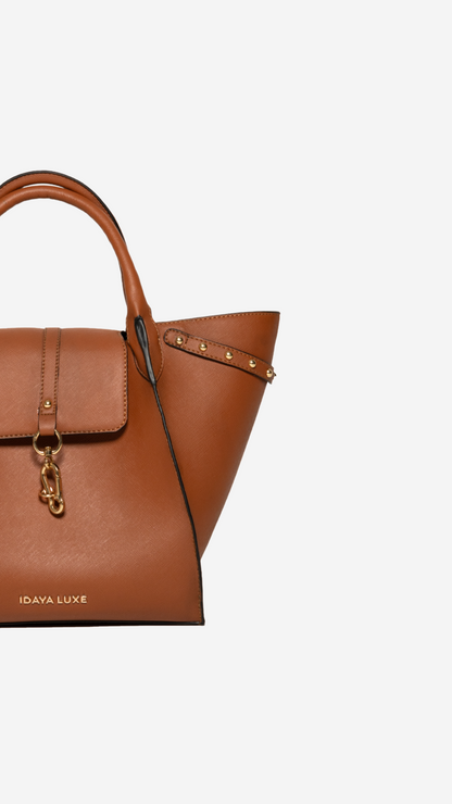 Jada Studded Bag in Brown - Idaya Luxe