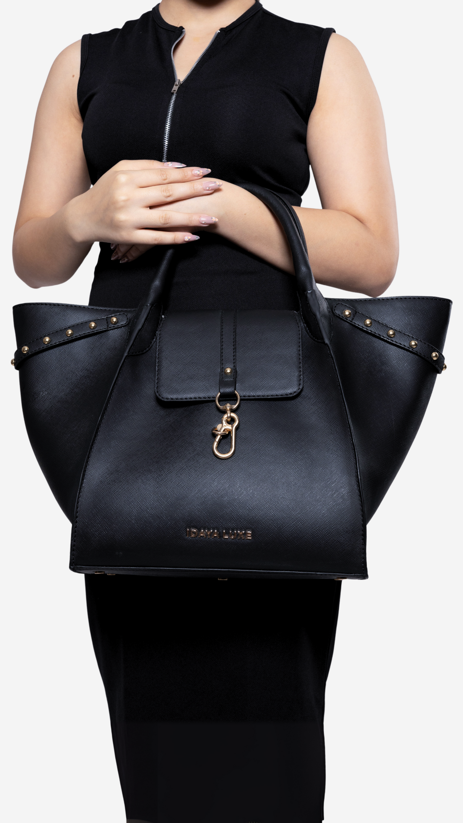 Jada Studded Bag in Black - Idaya Luxe