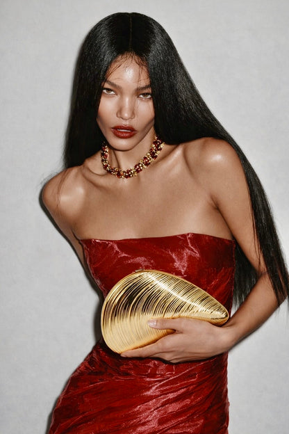 Zyra Clutch Bag in Golden - Idaya Luxe