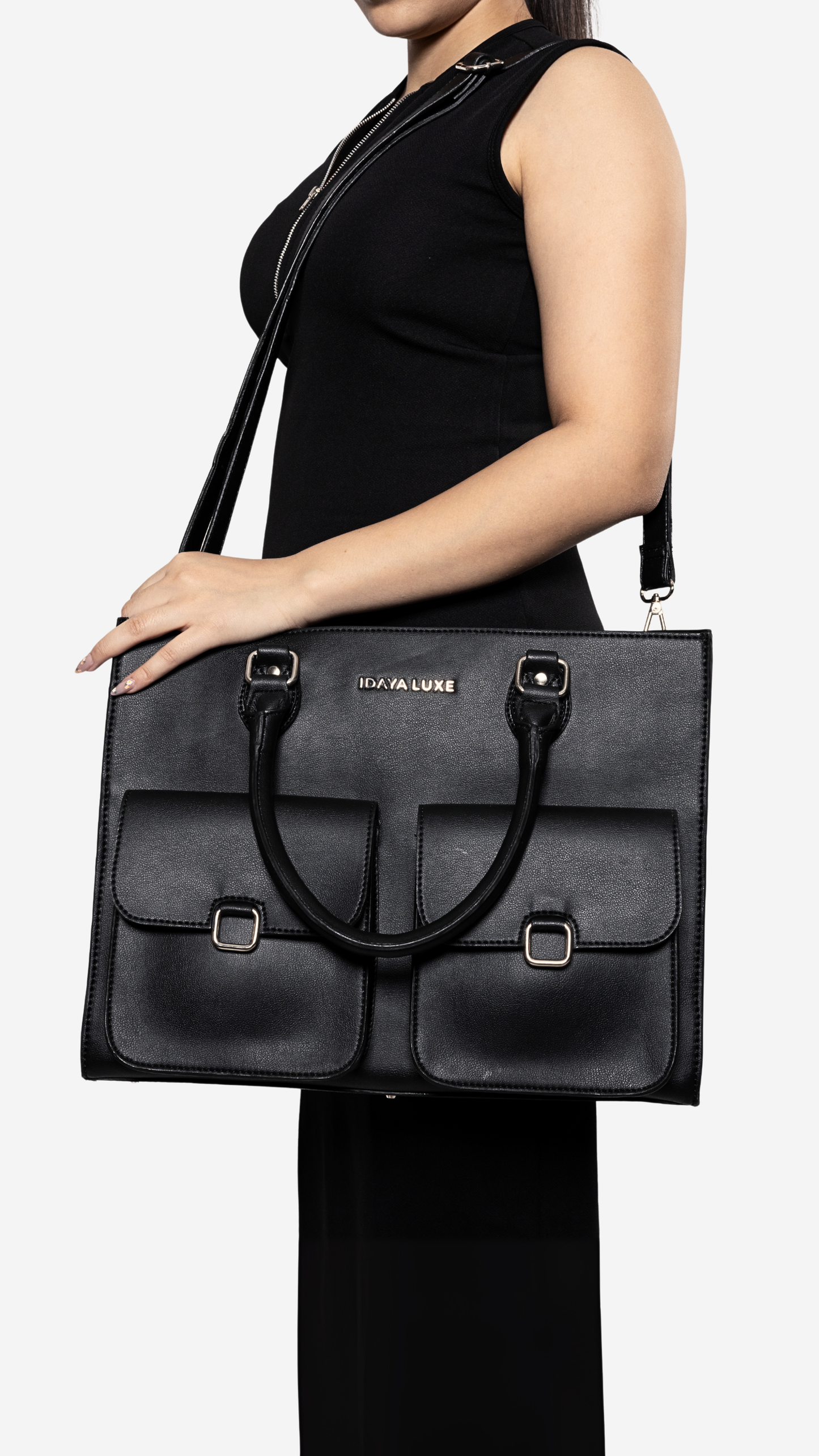 Juno Work Tote in Black - Idaya Luxe