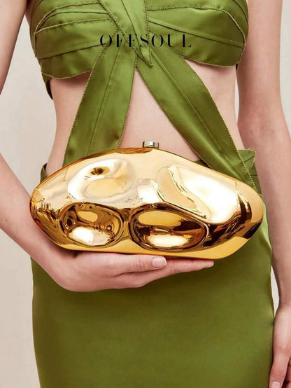 Oro Clutch Bag in Golden - Idaya Luxe