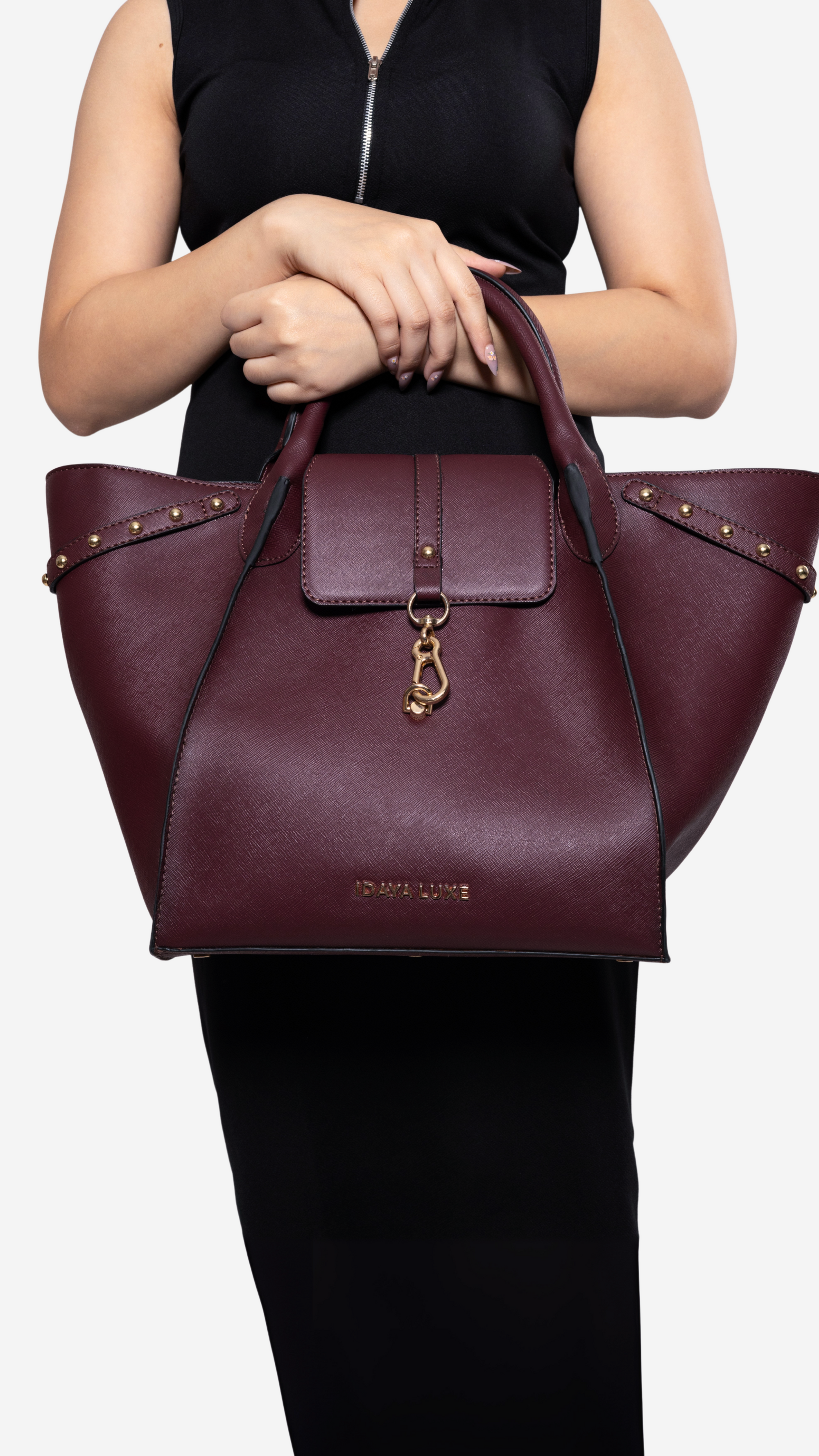 Jada Studded Bag in Cherry