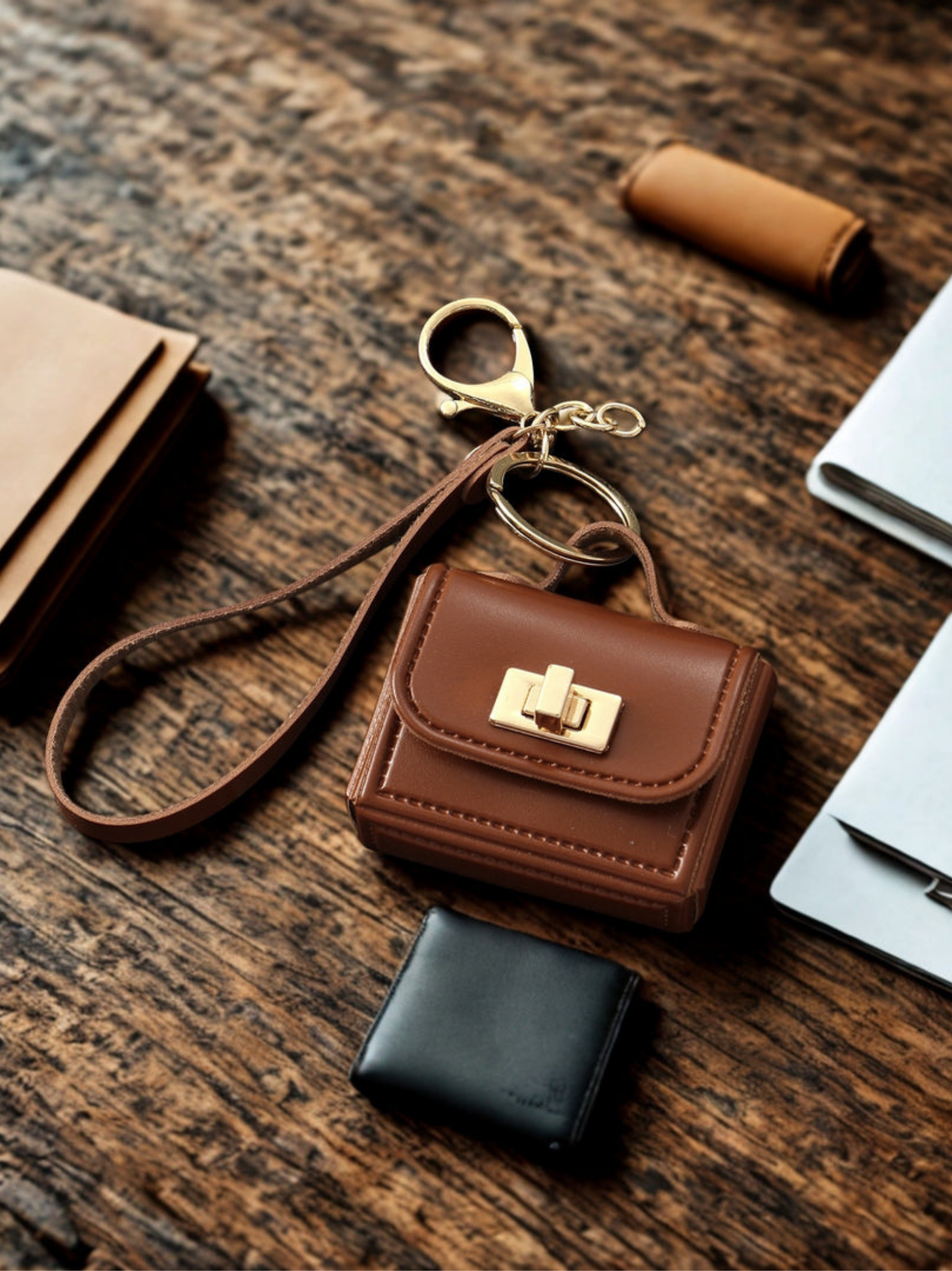 Micro Bag Charm in Brown